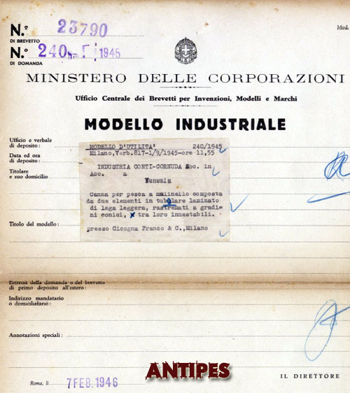 Brevetto canna in metallo CONTI Cornuda