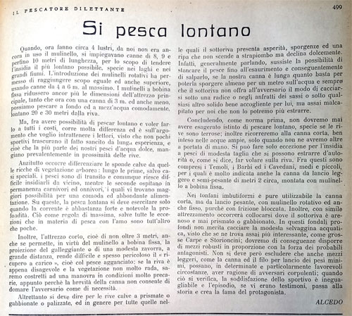 Il Pescatore Dilettante - agosto 1943 - articolo Si Pesca Lontano