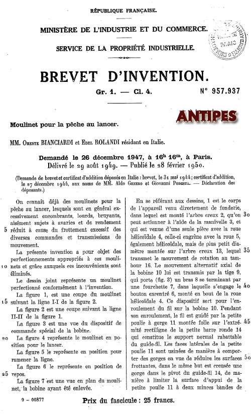 Alcedo n.2 - brevetto francese del 1947