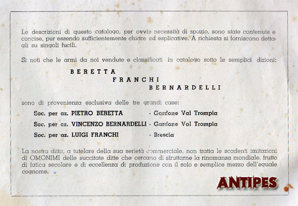 Alcedo - Catalogo Armi anni 50