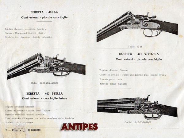 Alcedo - Catalogo Armi anni "50 - fucili Beretta 401, 401 Vittoria e 403 Stella