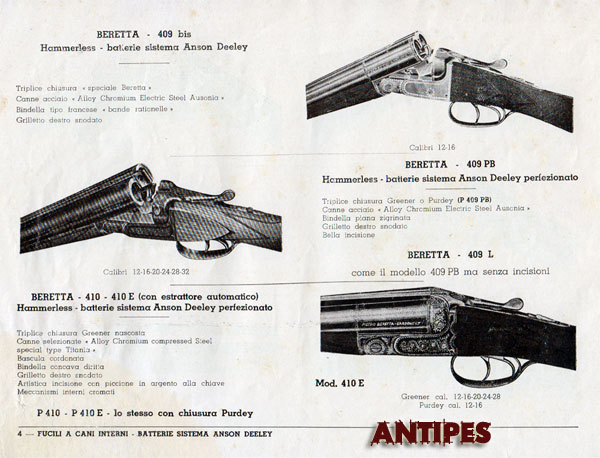 Alcedo - Catalogo Armi anni "50 - fucile Beretta 409 e 410