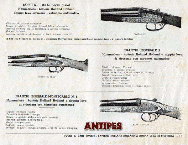 Alcedo - Catalogo Armi anni "50 - fucile Beretta 450L e Franchi Imperiale S