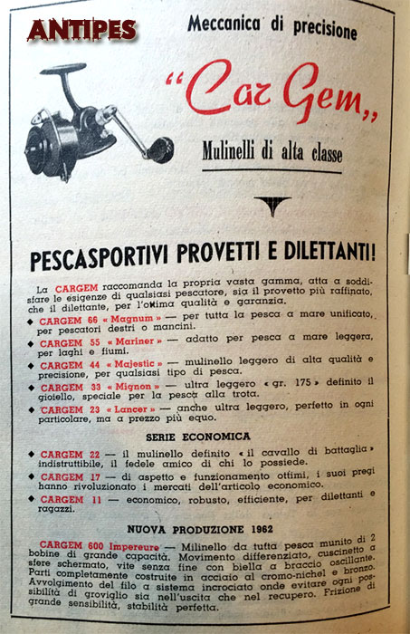 CARGEM produzione modelli al 1962