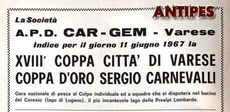 CARGEM locandina gara Coppa Sergio Carnevalli 1967 città di Varese
