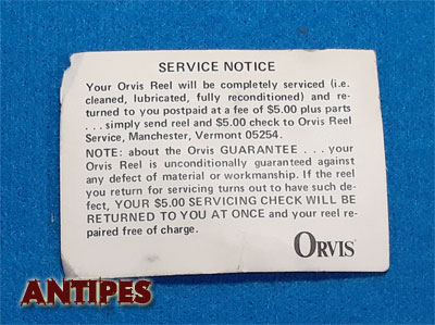 Orvis 175 - mulinello prodotto a Torino dalla CopTes nel 1979-80