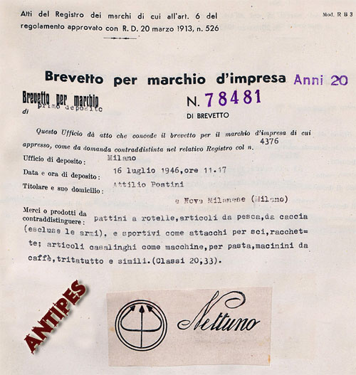 Nettuno brevetto marco impresa luglio 1946
