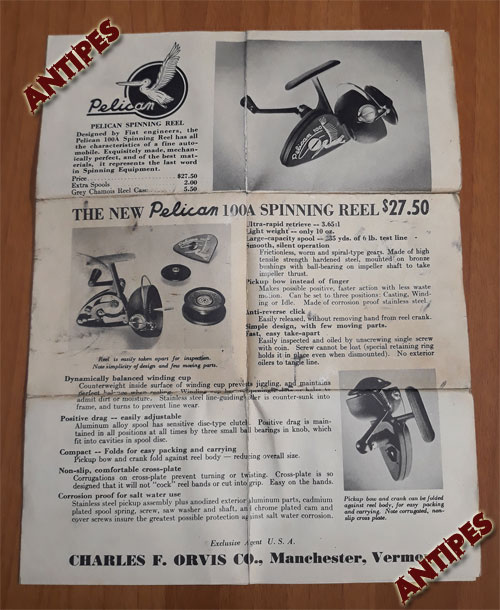 Pelican 100 / ORVIS - foglio illustrativo - versione intermedia e successiva al 1950.