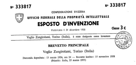 ZANGI - brevetto cambio velocità per mulinelli da pesca 1955