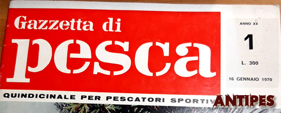 Barbara canna con mulinello incorporato - pubblicità Gazzetta di Pesca 16 gennaio 1970