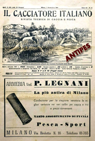 Squalius ad archetto intero - 1946 pubblicità Il Cacciatore Italiano